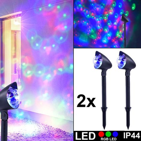 Lot de 2 lampes enfichables à LED RVB à changement de couleur lampes à piquet de jardin décoration éclairage extérieur (1/5)