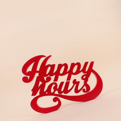 Mot décoratif "Happy hours" rouge 30x42cm (1/5)
