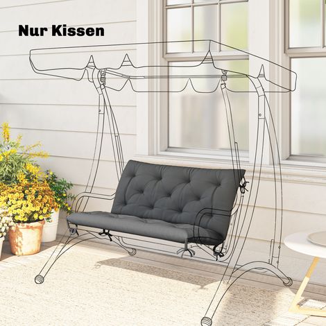 Coussin de banc hydrofuge, coussin d'assise, coussin de dossier, 100 x 98 x 8 cm, gris foncé, pour bancs de jardin et balancelles de style Hollywood