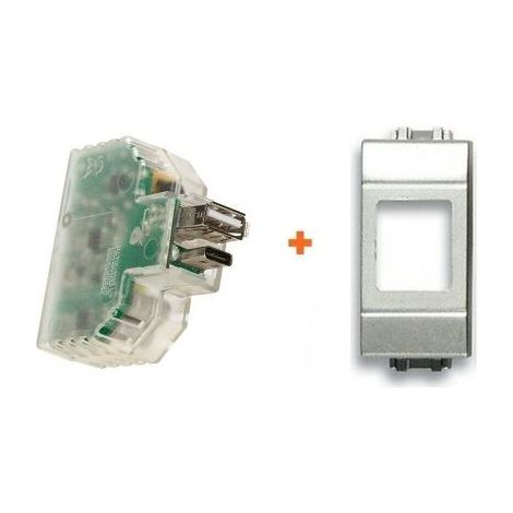 Fanton caricatore USB A+C incasso compatibile Bticino Light Tech argento - 82893-LA