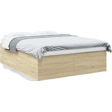 Maison Exclusive - Bettgestell Sonoma-Eiche 160x200 cm Holzwerkst (1/5)