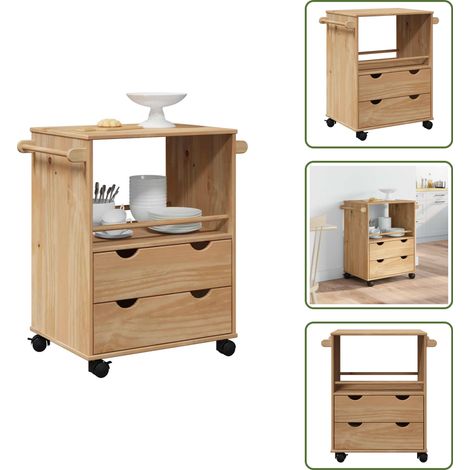 vidaXL Chariot de cuisine OTTA 59x45x80 cm bois massif de pin (1/5)