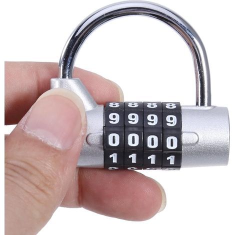 4 chiffres Mot de passe de sécurité Coded Lock Large à anse Cadenas à combinaison bagages Armoires Boîtes casiers, blanc