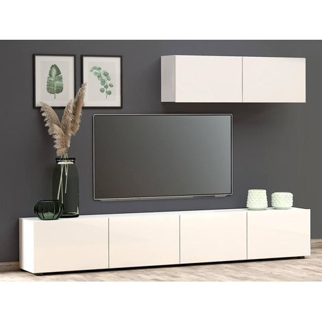 TV-Möbel Vongfong, ein Regal, 38x225x39h cm Weiß (1/5)