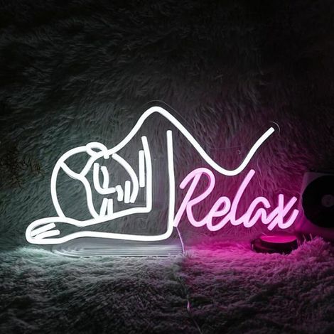 Panneau néon LED « Femmes détendues » pour décoration murale, cadeau de décoration pour chambre de femme (1/5)