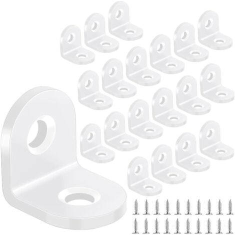 Lot de 20 équerres blanches 20x20mm, en acier carbone Fixation pour meubles en bois, avec vis (1/5)