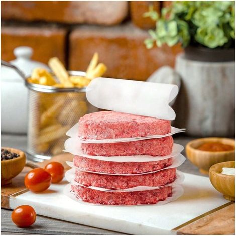 200 feuilles de disques antiadhésifs pour four pour hamburgers, cheeseburgers, boulettes de viande, poêles à frire, grillades (1/4)