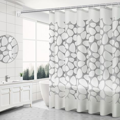 Duschvorhang ohne Bohren, kariert, PEVA, schimmelresistent, wasserdicht, 180 x 200 cm
