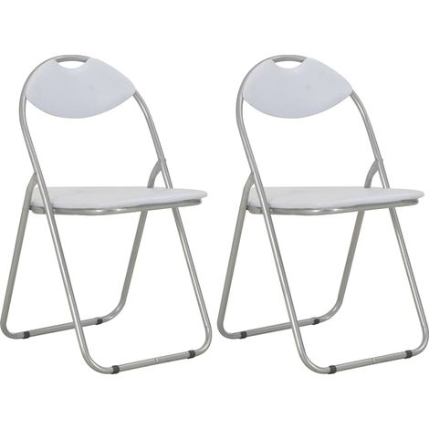 Sillas plegables, 2 unidades, piel sintética blanca vidaXL (1/5)