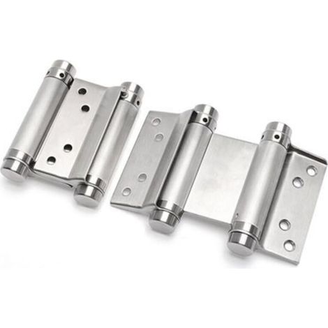 2x paire charnière paumelle portes va-et-vient ressort double action acier inoxydable saloon western, 75 mm (Charge Jusqu'à 15kg) (1/4)