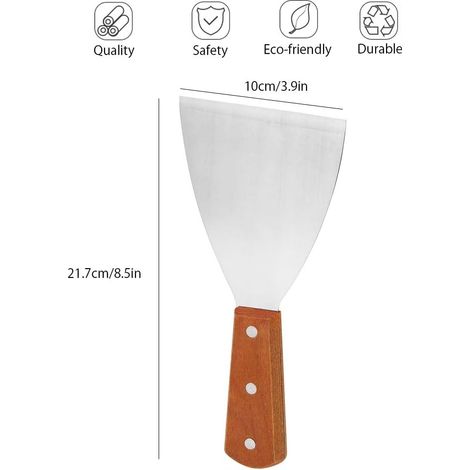Spatule De Bifteck Poignée En Anti-Adhésif Grill Steak Fries Lame Outil Cuisine Plein Air pour BBQ Acier inoxydable Bois (1/4)