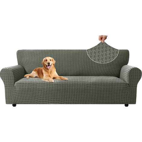 Sofa Überzug 3 Sitzer Militärgrün, Stretch Sofabezug für Haustiere, Waschbar & Kratzfest (1/5)