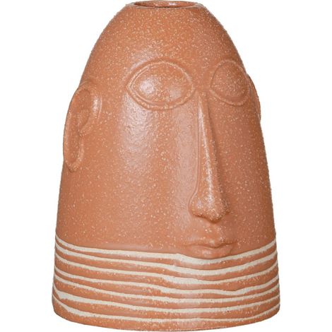 Vase Visage en céramique ocre orange (1/5)