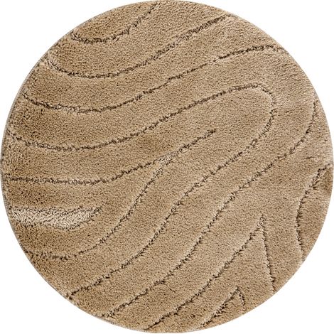 Alfombra de baño SUPREME círculo WAVES, ondas, antideslizante, suave - beige beige rotondo 50 cm