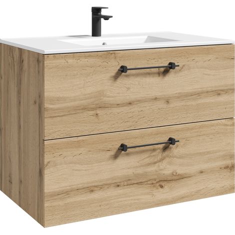 Mueble de baño Muro 80 cm - Roble - Mueble de baño con lavabo (1/2)