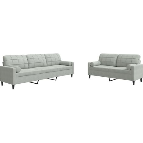 Maison Exclusive - Set di Divani 2 pz con Cuscini e Rinforzi Grigio Chiaro Velluto