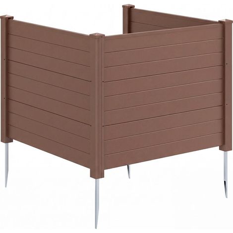 Pour cacher climatiseur ou poubelle, installation sans creuser, clôture extérieure 3 panneaux avec piquets galvanisés (1/5)