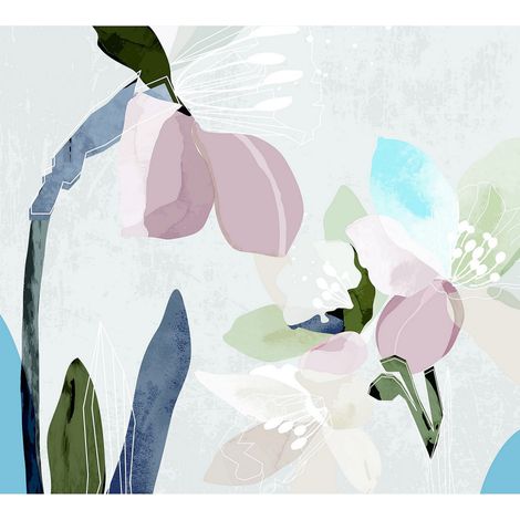 Papier peint dessin de fleurs effet peinture 225 x 270 cm (1/3)