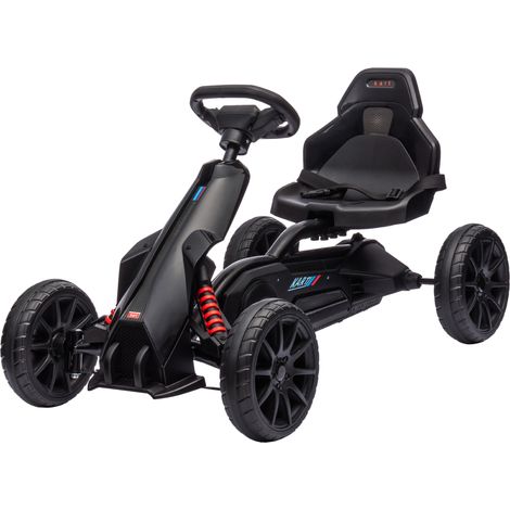 Kinder-Go-Kart, Tretfahrzeug mit Handbremse, verstellbarem Sitz, Tretauto für Kinder von 3-8 Jahren, für draußen, schwarz