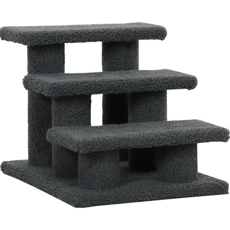 Escalera para gatos de 3 peldaños 45 x 35 x 34 cm gris oscuro (1/5)