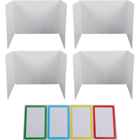 Lot de 4 panneaux de séparation de bureau en plastique pour salle de classe, faciles à nettoyer et à installer, pour bureau ou bibliothèque. (1/5)