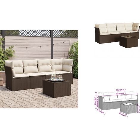 5-tlg. Garten-Sofagarnitur mit Kissen Braun Poly Rattan - Garten Sofagarnitur - Garten Sofagarnituren - Outdoor Sofagarnitur - Sofagarnitur Terrasse
