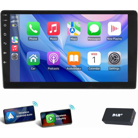 Autoradio Android 14 9/10 pouces double DIN Carplay sans fil Android Auto GPS RDS 10,1" 2+32G DAB+ (1/5)