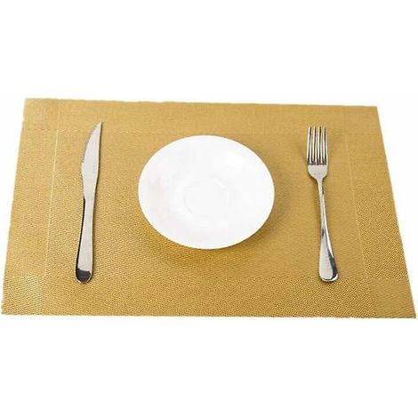 4pcs Sets De Table Lavables Pvc (or) Napperons ,napperon Rectangulaire Papier Antidrapants Anti Usure Rsistant  La Chaleur Dcoration Placemats