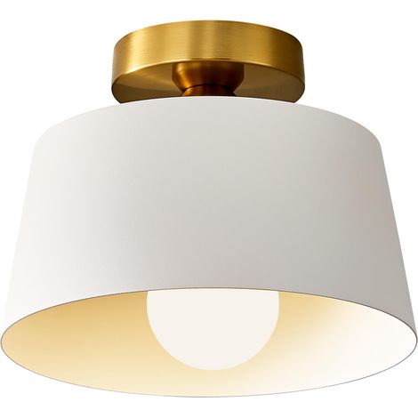 plafonnier lumière chaude de couloir avec abat jour et plaqué luminaire porche style minimaliste moderne semi encastré Blanc Or (1/5)