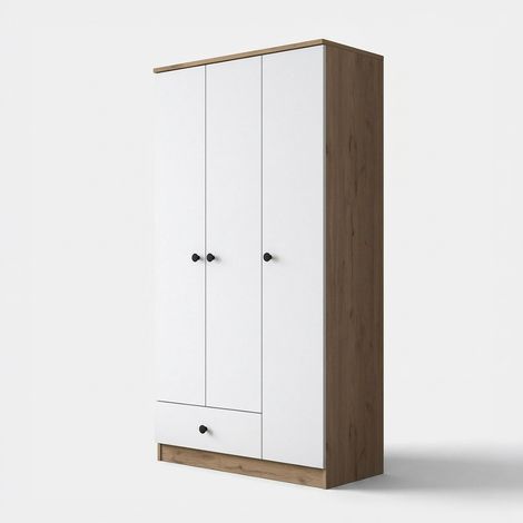 Kleiderschrank Lovan 3-türig mit Schublade und Einlegeböden (1/5)