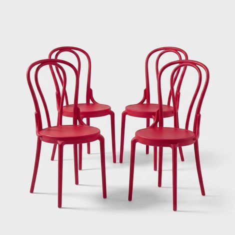 Set 4 sedie in polipropilene da cucina e sala Fly - Rosso (1/5)