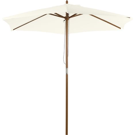 Parasol jardin blanc 2,5m diamètre 3 niveaux bambou polyester