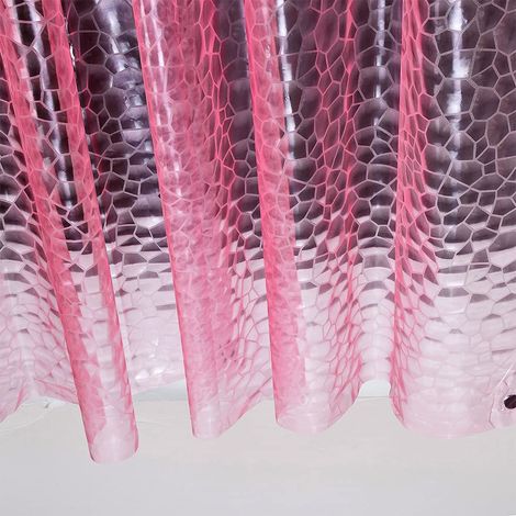 Doublure de rideau de douche en plastique EVA 3D rose/magenta - Poids léger, œillets métalliques antirouille et aimant lesté - 182,9 x 182,9 cm (1/5)