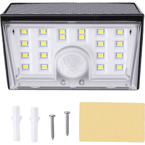Solar-Außenwandleuchte mit Bewegungsmelder, regensicher, hohe Helligkeit, breite Ausleuchtung, energiesparend, automatisches Ein-/Ausschalten, einfache Installation für Garten, Einfahrt, Zaun. (1/5)