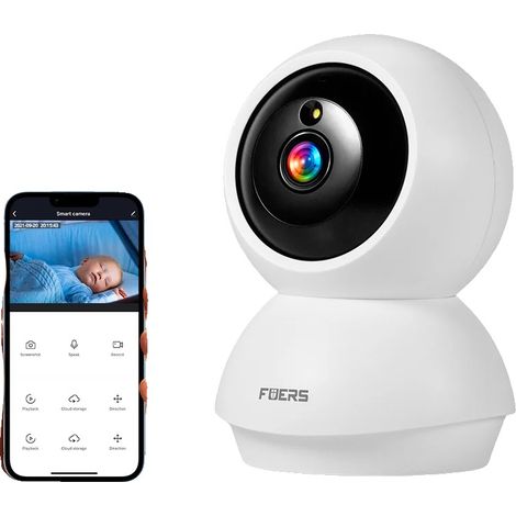 Cámara de vigilancia WiFi para interiores, resolución de 8 MP, audio bidireccional, 5 MP con tarjeta de 64 GB, enchufe europeo. (1/2)