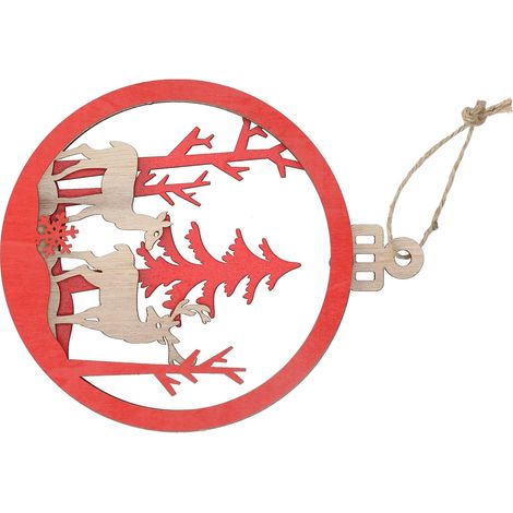 Ornement en tilleul, suspension 3D en forme d'ampoule, décoration intérieure pour un joyeux Noël, motif double cerf (1/5)