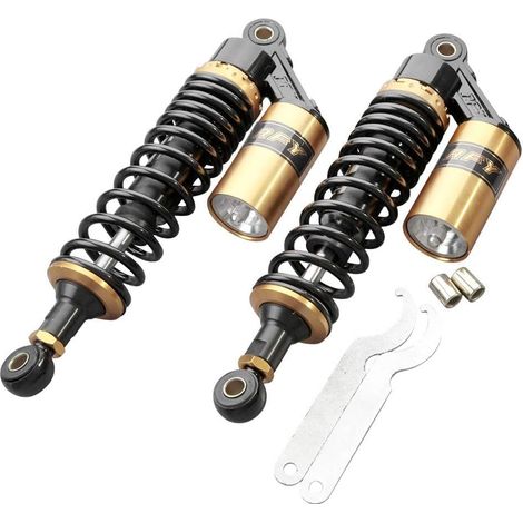 Amortisseur Arrière Universel - 1 Pièce - Acier Et Alliage - Suspension 320mm - Pour Moto Quad Scooter - Noir Et Or