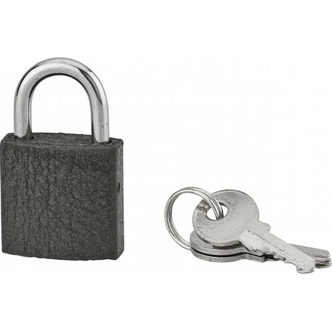 Cadenas ACERA gris à clé, base 25 mm, anse acier cémenté, 3 clés - SP