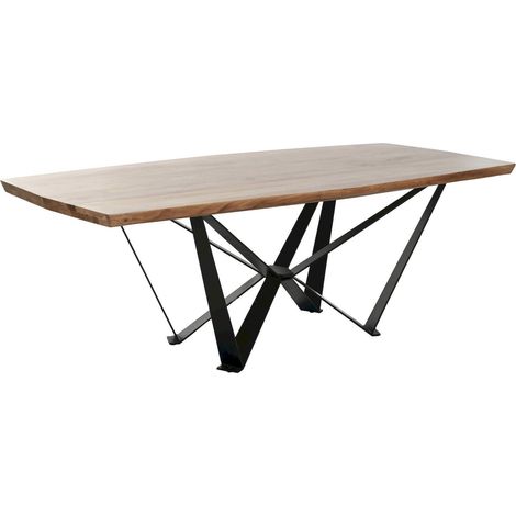 Table de salle à manger acacia et métal style moderne - Bois naturel et métal noir (1/5)