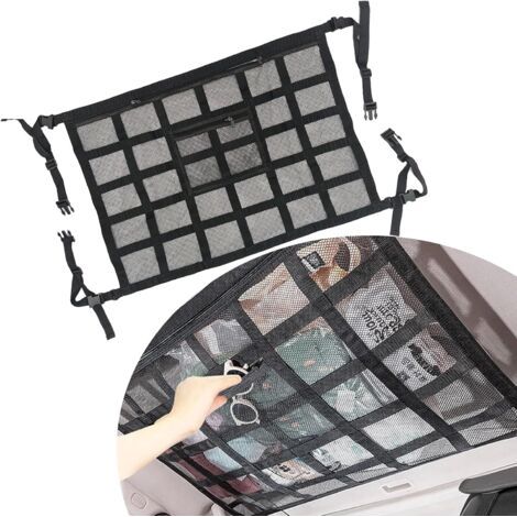 1 Gepäcknetz fürs Autodach, 90 x 65 cm, doppellagig verstärkt, robust, universell einsetzbar, flexibel, ideal für Camping und Gepäck (1/5)