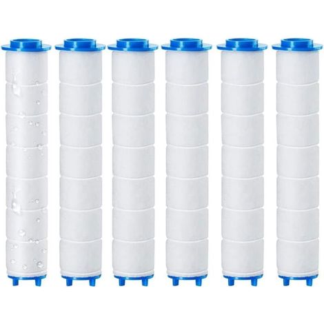 Filtres de douche remplaçables 6 pièces 9,5 x 2,4 cm, filtre de douche amovible, osmose inverse, filtration du chlore, du fluor et des particules (9,5 x 2,4 cm)