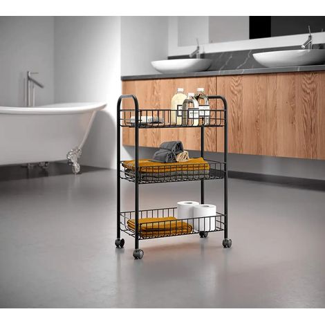 Carrello porta tutto Lugano in acciaio con finitura Touch therm nera (1/3)