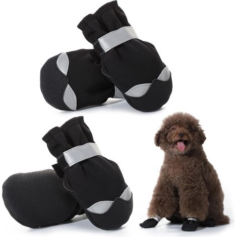 Bottes de Pluie pour Chien Ensemble de 4, Protège-Pattes d’Hiver Imperméables pour Petits, Moyens et Grands Chiens, Semelle Robuste Antidérapante et Bretelles Réglables (1/5)