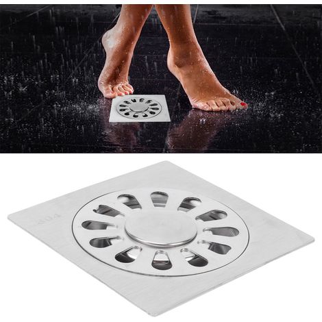 Siphon de sol carré en acier inoxydable 304 pour douche, salle de bain et cuisine, 10 x 10 cm (1/5)