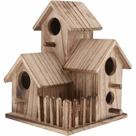 Nichoir en bois pour oiseaux sauvages – Fixation murale – Matériau bois de haute qualité – Trou d'observation pour observation facile (1/5)