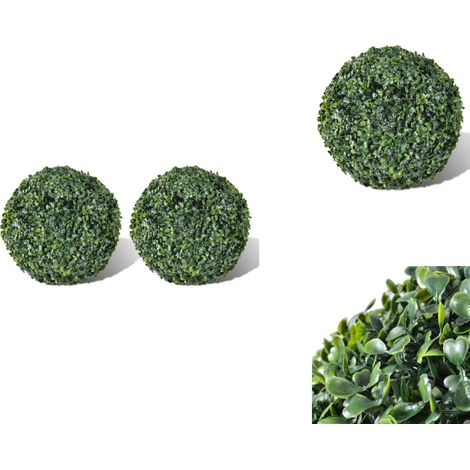 Plante artificielle 2 pcs 27 cm - Buisson Artificiel - Plante Artificielle - Décoration Intérieure - Décoration Extérieure - Boule De Buis (1/3)