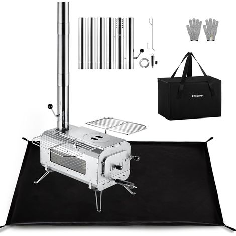 Poêle à Bois Camping, Multifonction INOX Robuste, Tapis Thermique (1/5)