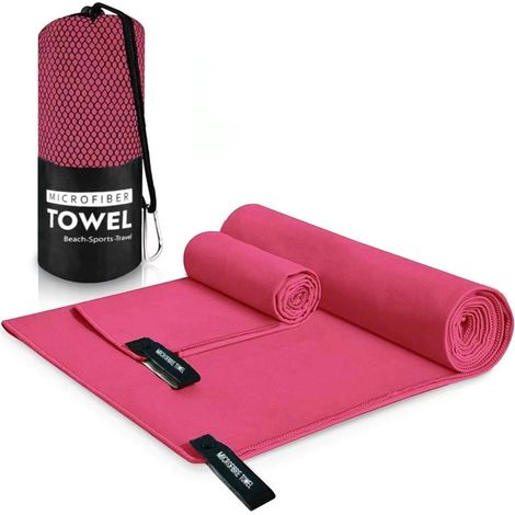 2 serviettes de sport en microfibre, 40 x 80 cm, séchage rapide, boucle à pression, pour fitness, yoga et voyage (1/5)