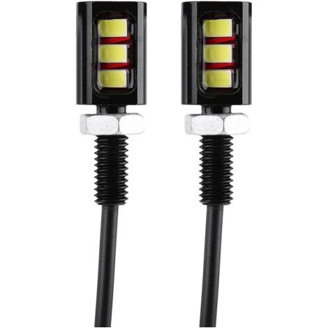 QORVA- 2x12V universel voiture moto plaque d'immatriculation vis boulon lumière lampe blanc LED