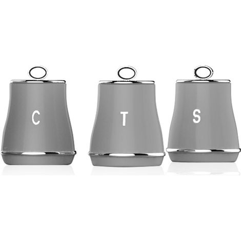 Tower T826176GRY Renaissance Set of 3 Storage Canisters for Coffee/Sugar/Tea, 1.5L, Grey (1/5)
